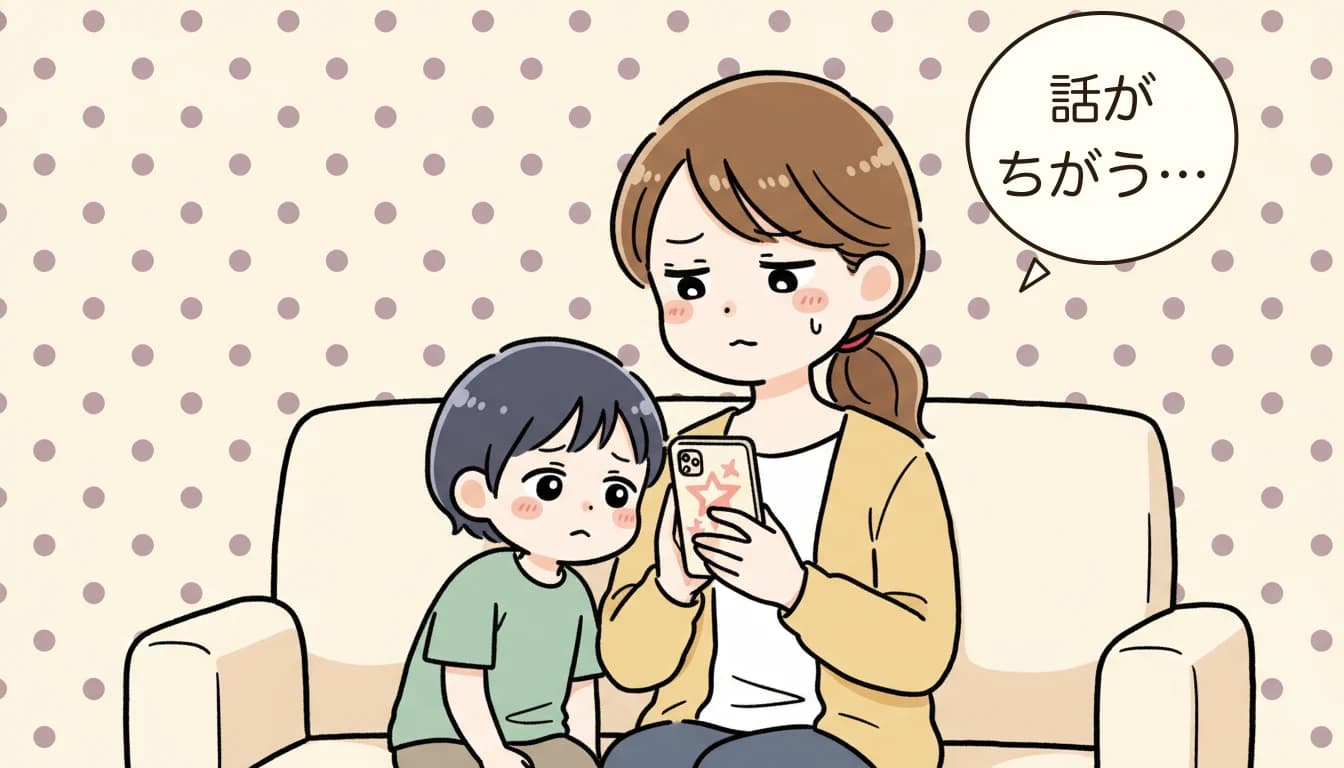 ランキングサイトの情報に裏切られた母親のコミックエッセイ風イラスト