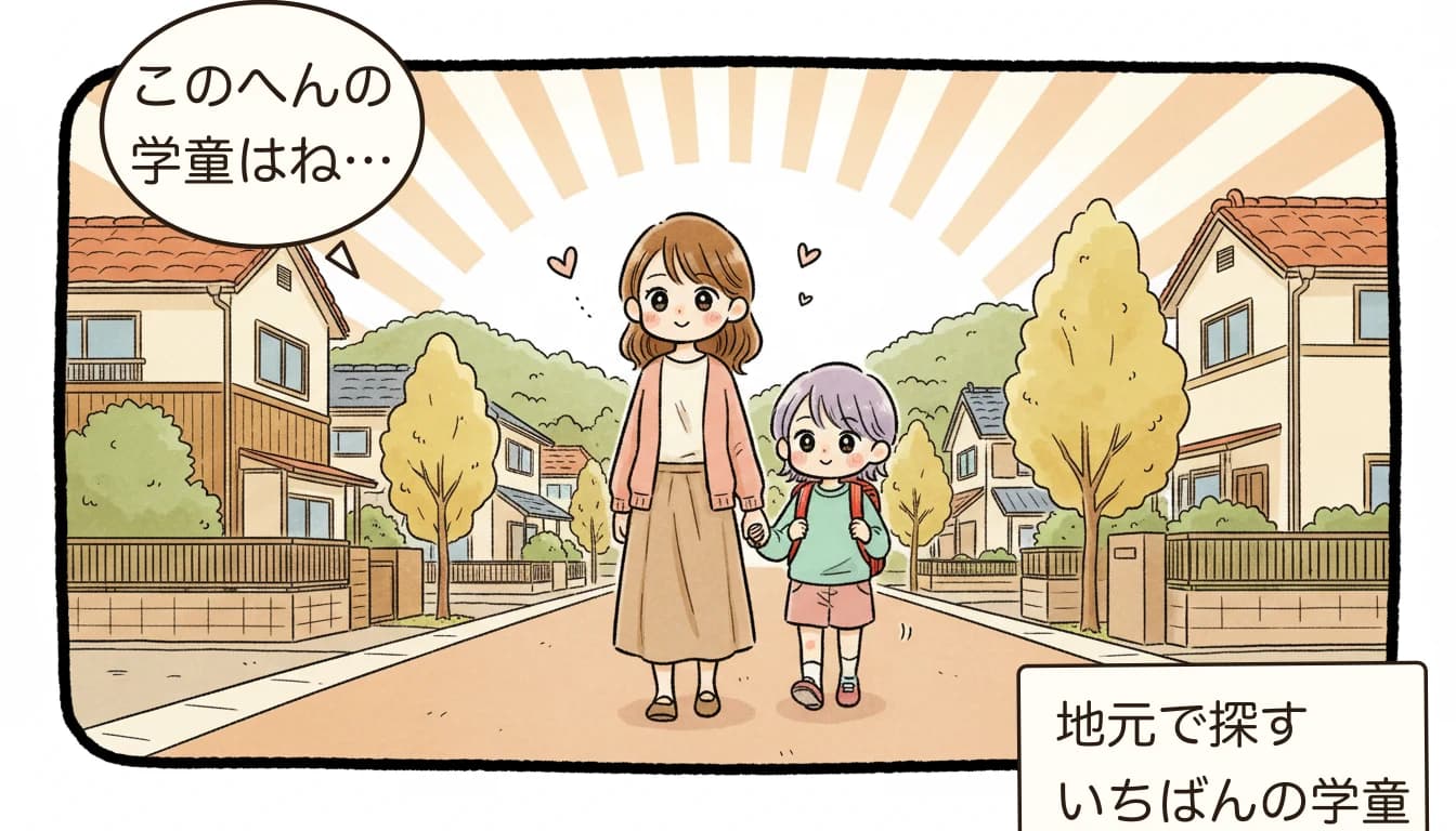 区立小学校の放課後で過ごす子どもたちのコミックエッセイ風イラスト