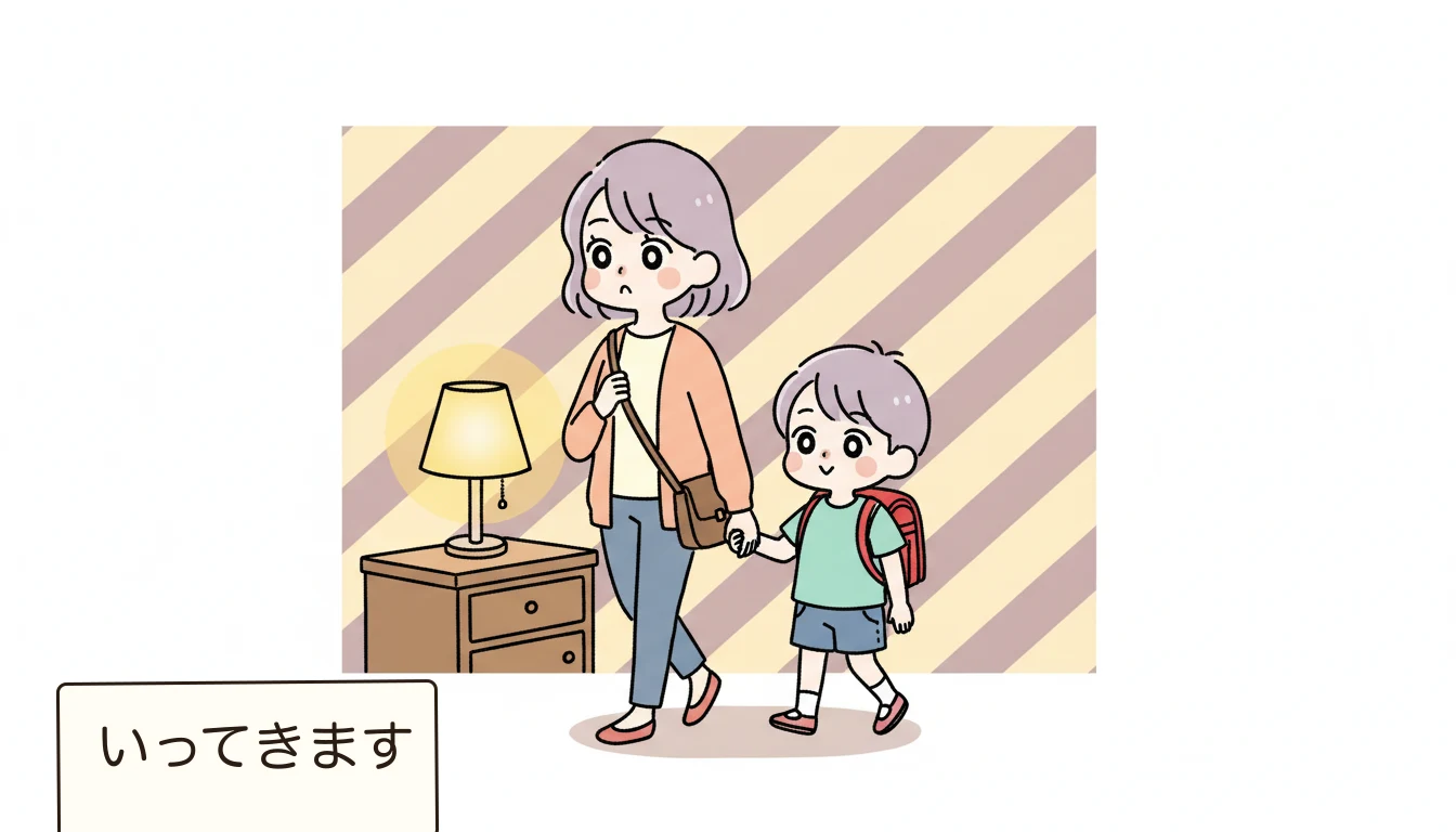 通学・送迎の内容を表すコミックエッセイ風イラスト