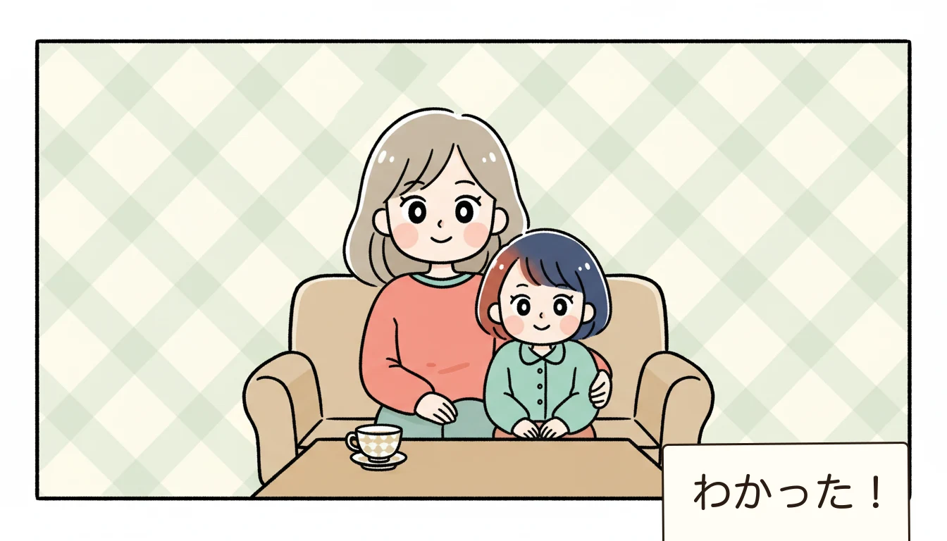 まとめの内容を表すコミックエッセイ風イラスト