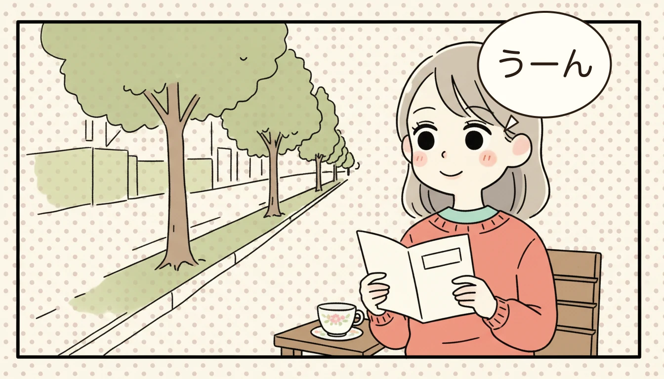 送迎バスを選ぶときの3チェックの内容を表すコミックエッセイ風イラスト