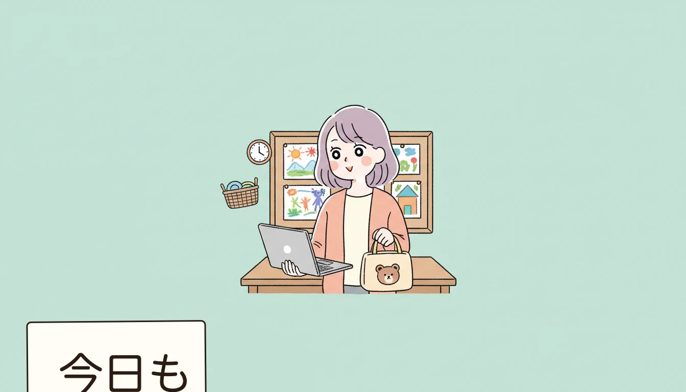 渋谷区の朝キッズとは?共働き家庭が助かる理由の内容を表すコミックエッセイ風イラスト