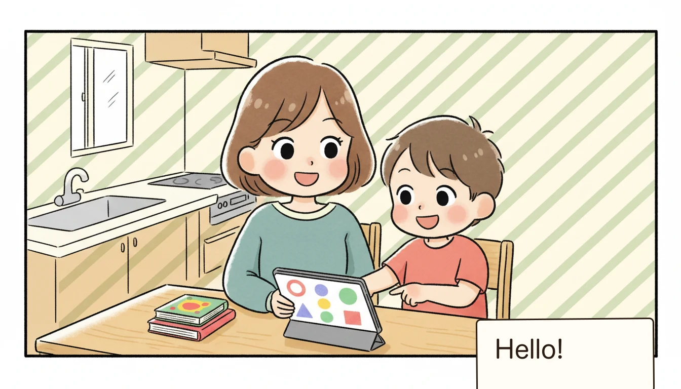 英語学童の2つのタイプの内容を表すコミックエッセイ風イラスト