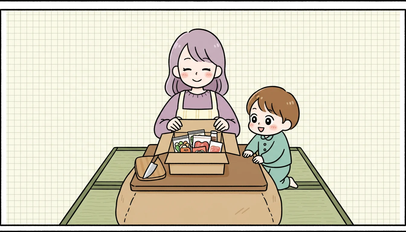 長期休暇のお弁当問題をどう解決する?の内容を表すコミックエッセイ風イラスト