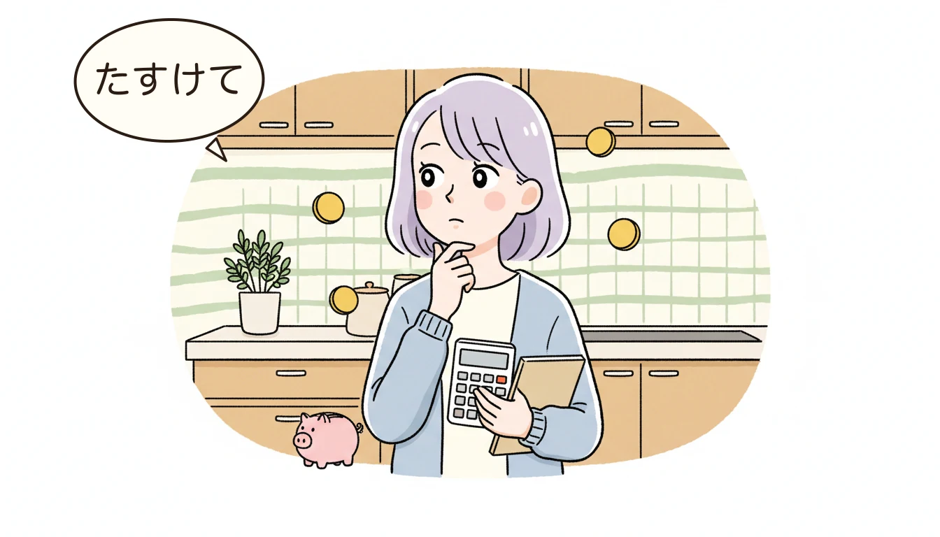 パターン1: 公立学童+習い事2つ(節約型)の内容を表すコミックエッセイ風イラスト