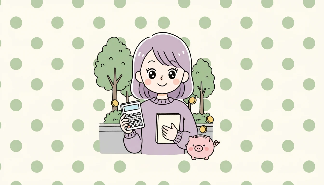 家計に占める割合と予算の立て方の内容を表すコミックエッセイ風イラスト