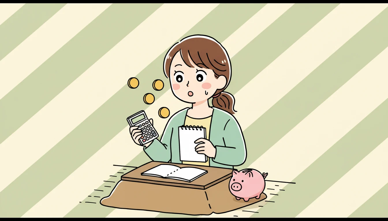 公立学童の隠れた費用:年間総額の内容を表すコミックエッセイ風イラスト