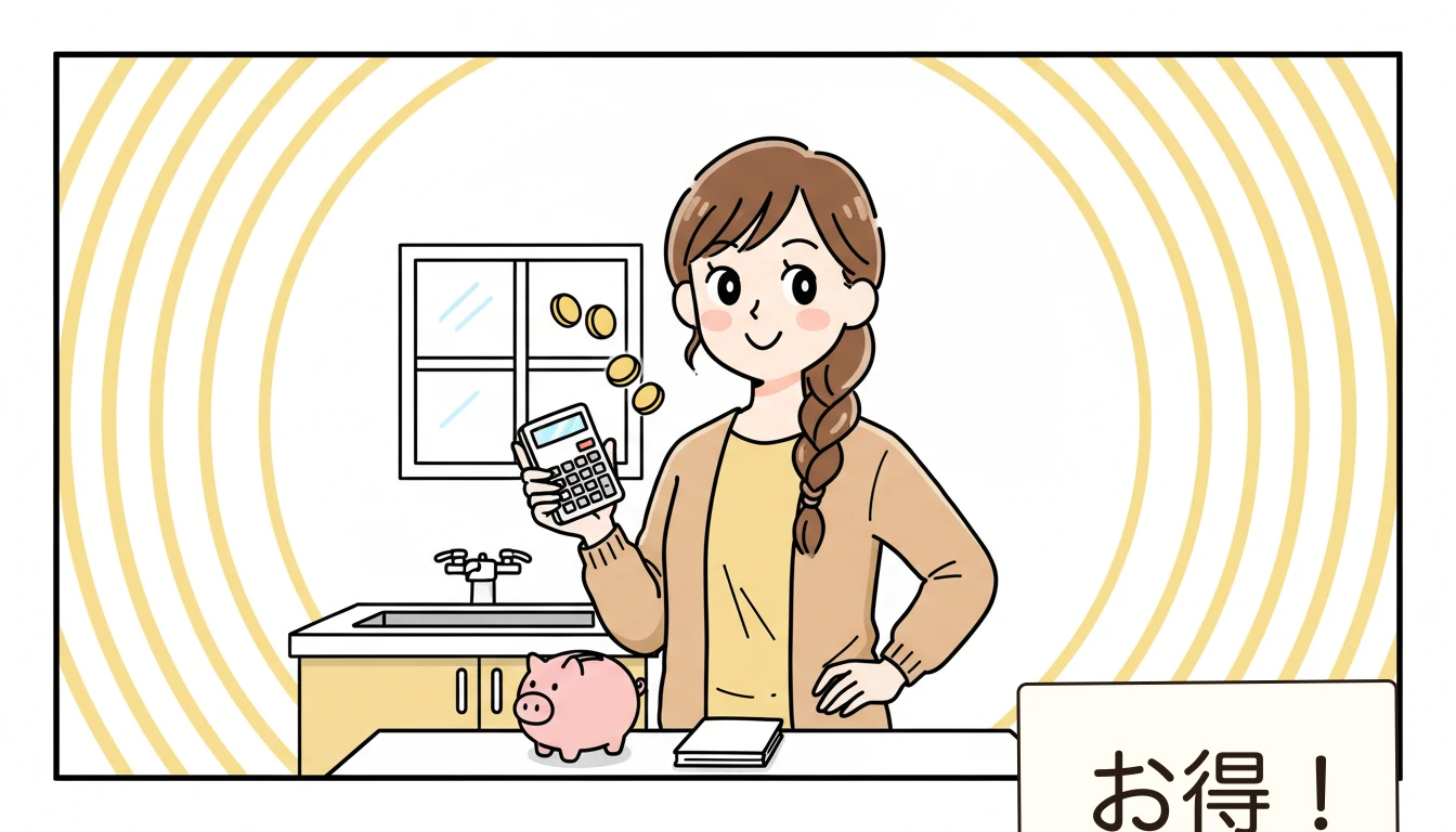 夏休みの費用シミュレーションの内容を表すコミックエッセイ風イラスト