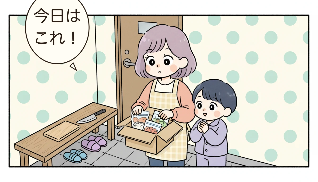 公立学童・民間学童のお弁当事情の内容を表すコミックエッセイ風イラスト