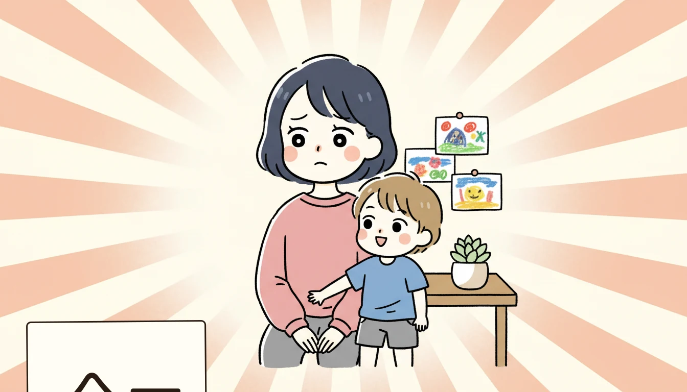 保護者が知らない「延長保育の実態」の内容を表すコミックエッセイ風イラスト