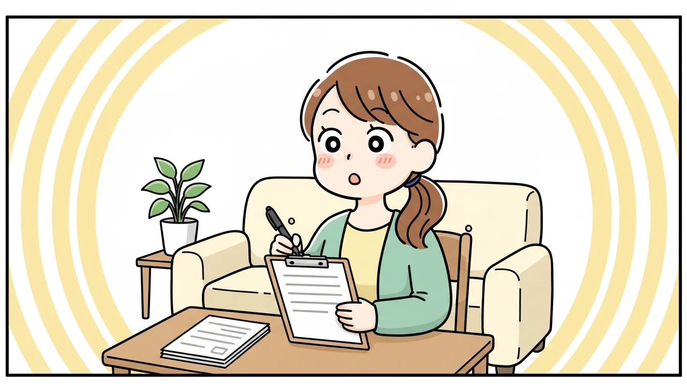 まとめ:1日の流れを見学で確認しようの内容を表すコミックエッセイ風イラスト