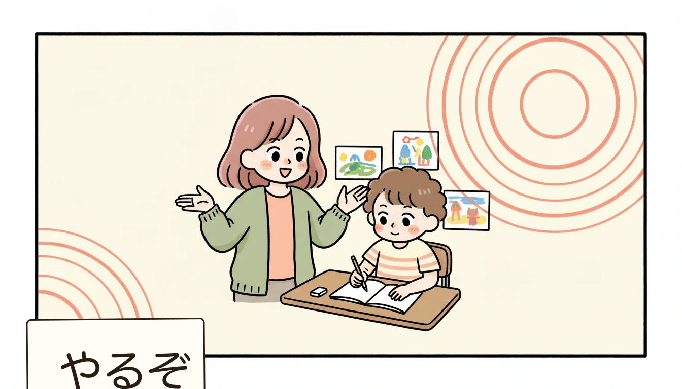 なぜ学童で宿題が終わらないの?原因を分析の内容を表すコミックエッセイ風イラスト