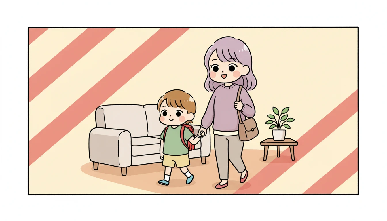 公立学童のお迎え時間の内容を表すコミックエッセイ風イラスト