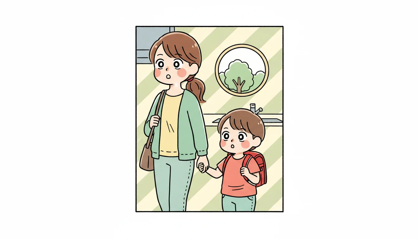 お迎え時間の決め方|共働き家庭の実例の内容を表すコミックエッセイ風イラスト