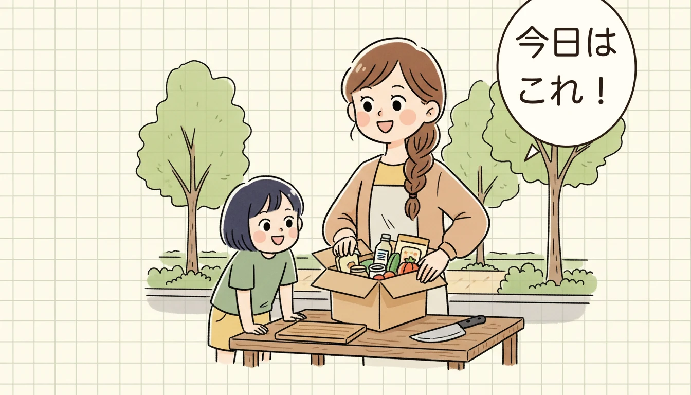 民間学童のおやつ事情の内容を表すコミックエッセイ風イラスト