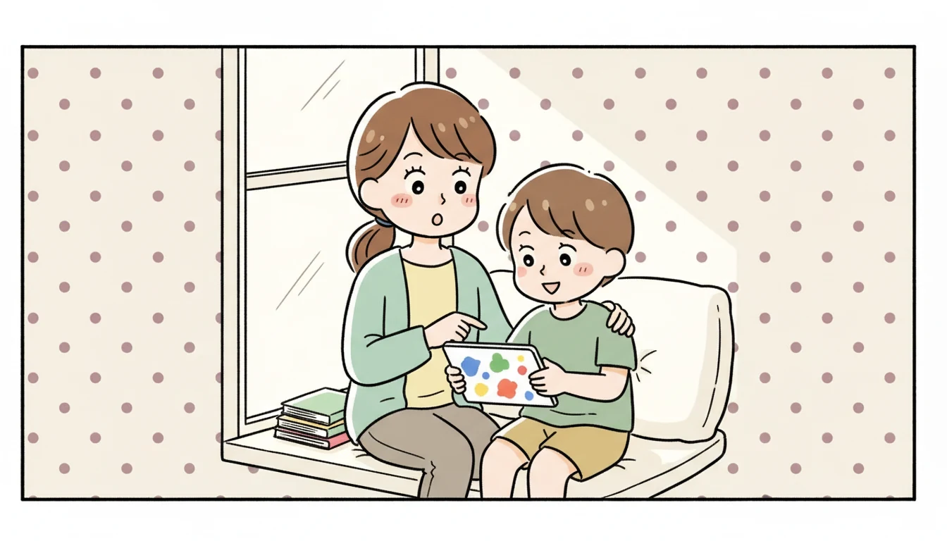 夏休みだけ利用できる?サマースクール情報の内容を表すコミックエッセイ風イラスト