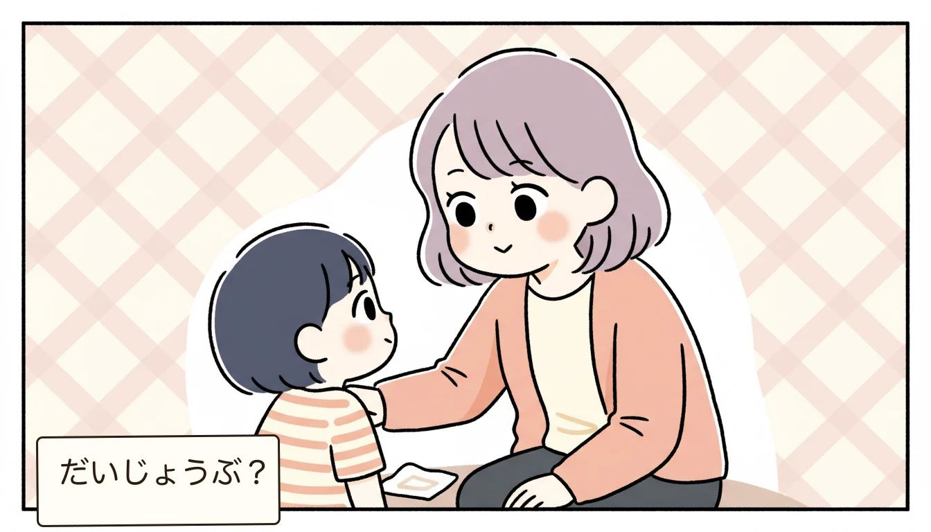 【類型1】子ども同士のトラブル対処法の内容を表すコミックエッセイ風イラスト