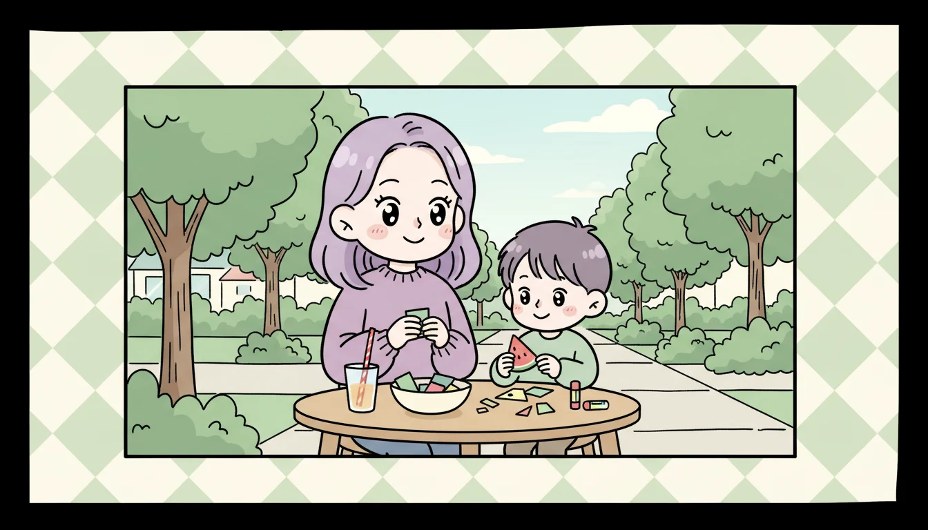 長期休暇（夏休み）の乗り越え方の内容を表すコミックエッセイ風イラスト