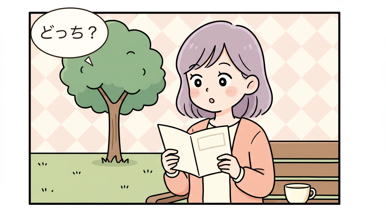 制度の基本を比較の内容を表すコミックエッセイ風イラスト