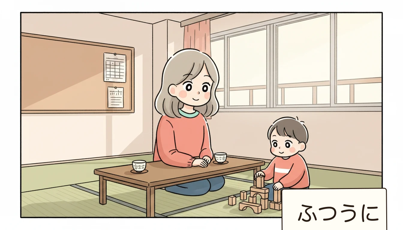 自治体ごとの呼び方に注意の内容を表すコミックエッセイ風イラスト