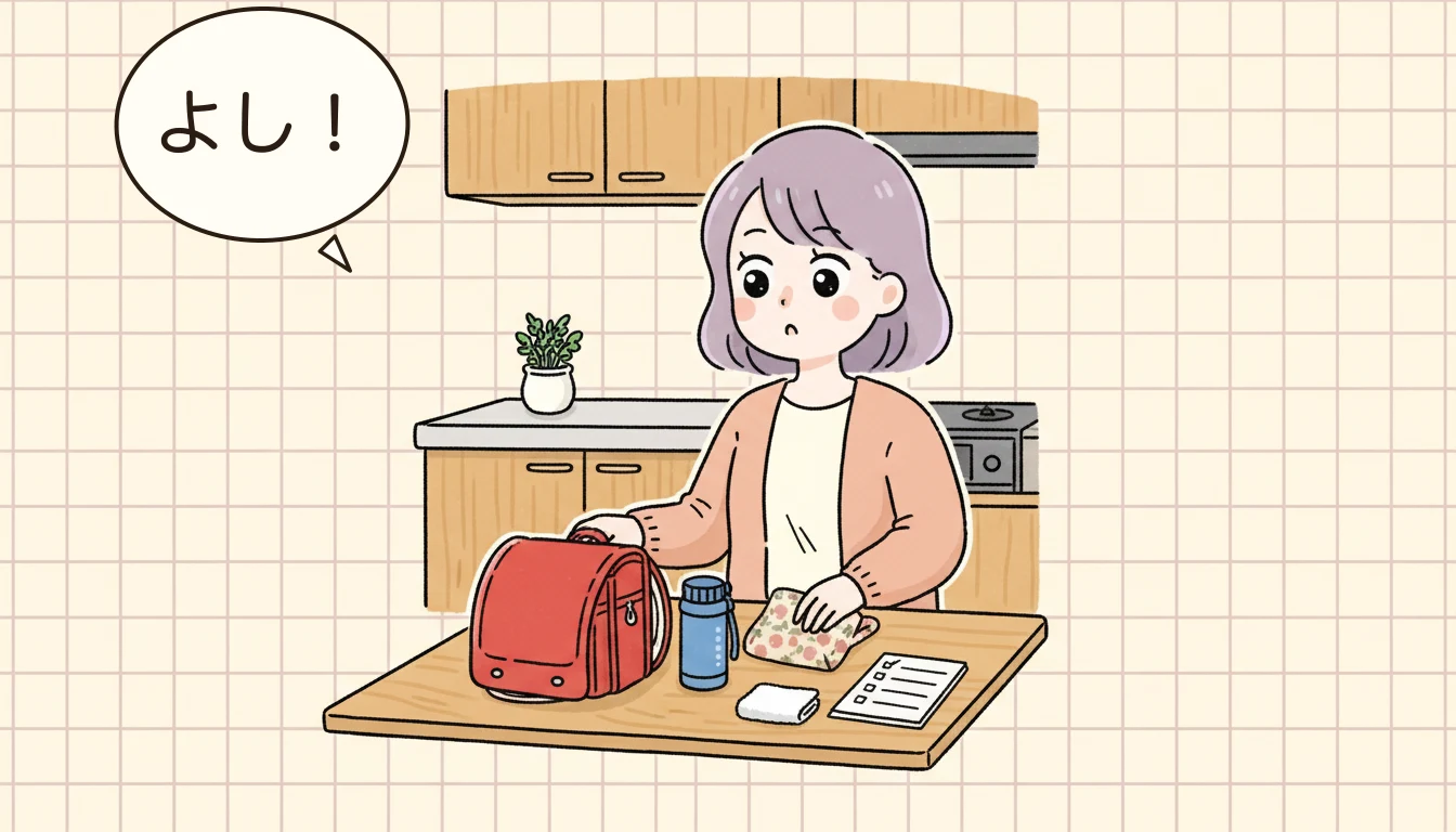 持ち物リストの内容を表すコミックエッセイ風イラスト