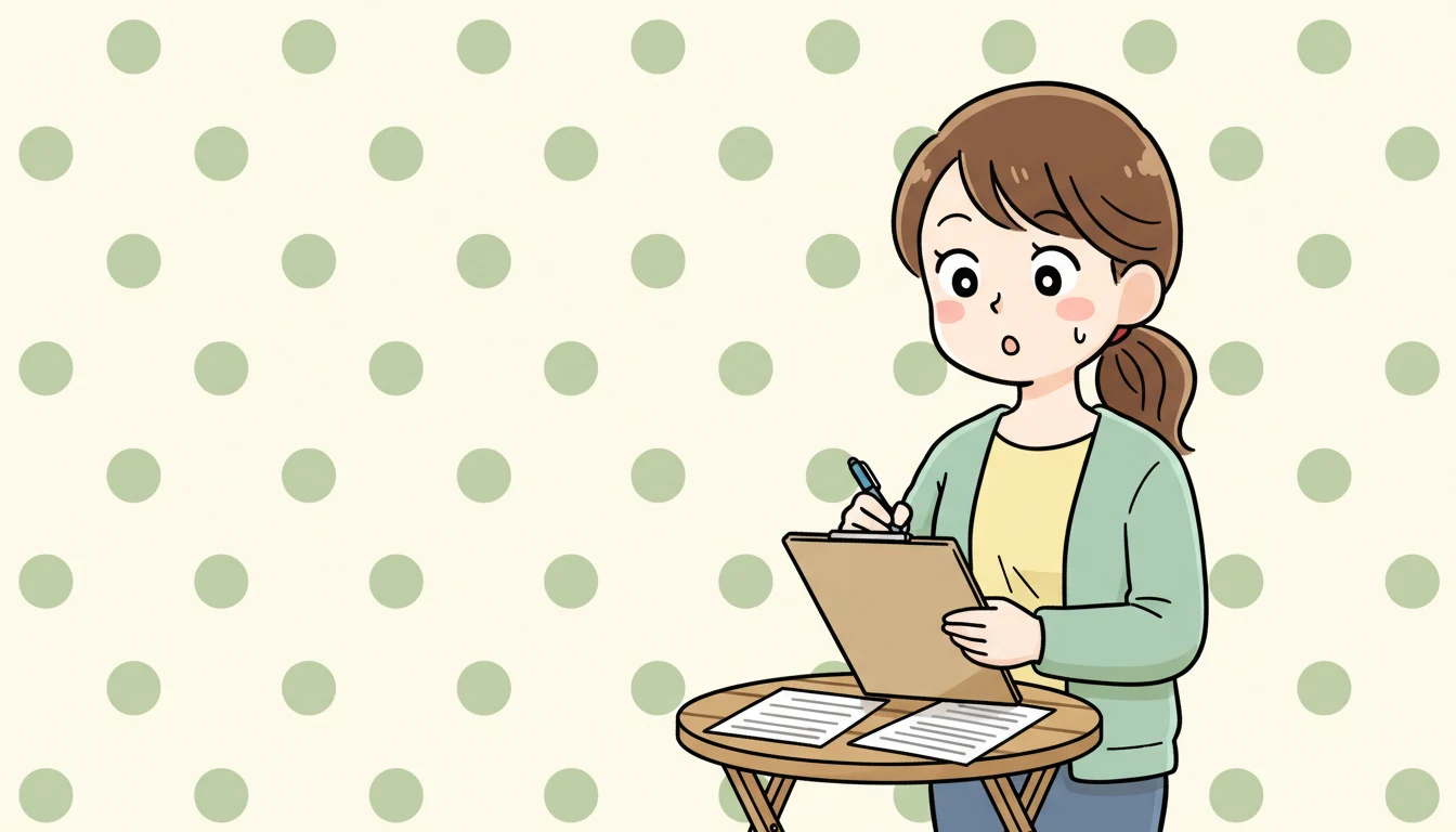 必要書類5種類の詳細の内容を表すコミックエッセイ風イラスト
