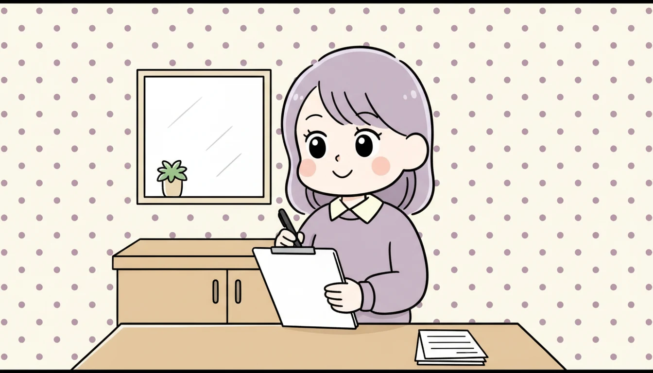 申込時の優先順位と選考ポイントの内容を表すコミックエッセイ風イラスト
