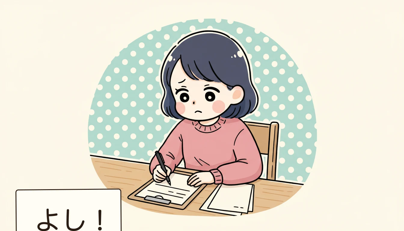 書類提出の方法の内容を表すコミックエッセイ風イラスト