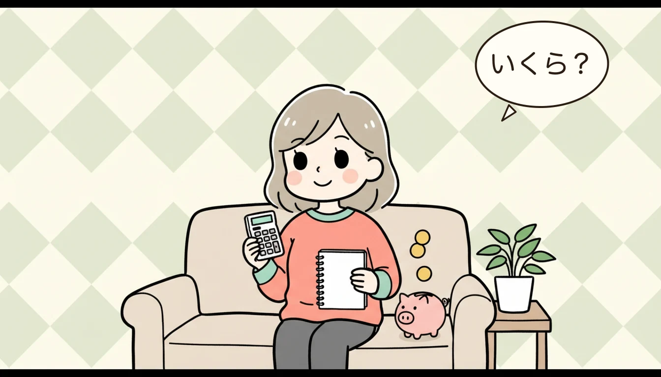 料金相場と自治体差の内容を表すコミックエッセイ風イラスト