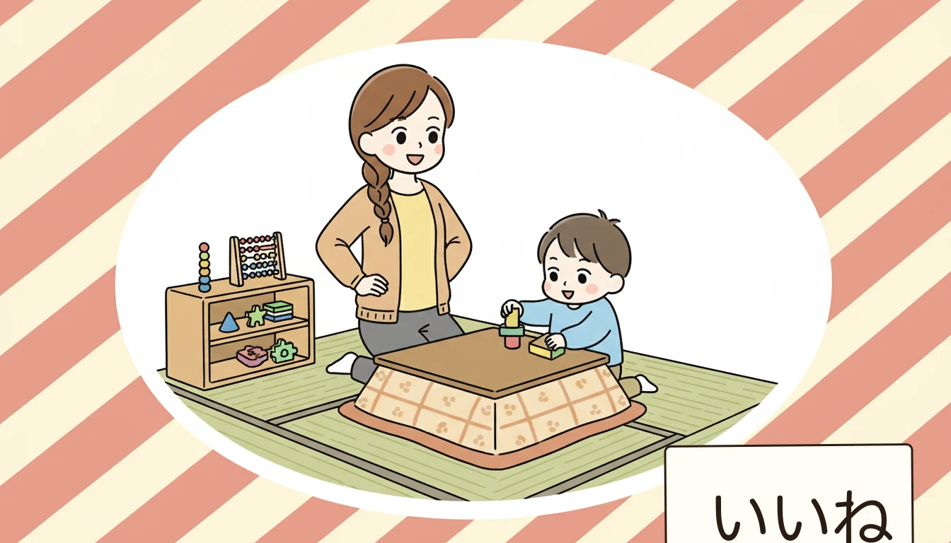 民間学童での発達支援対応の内容を表すコミックエッセイ風イラスト