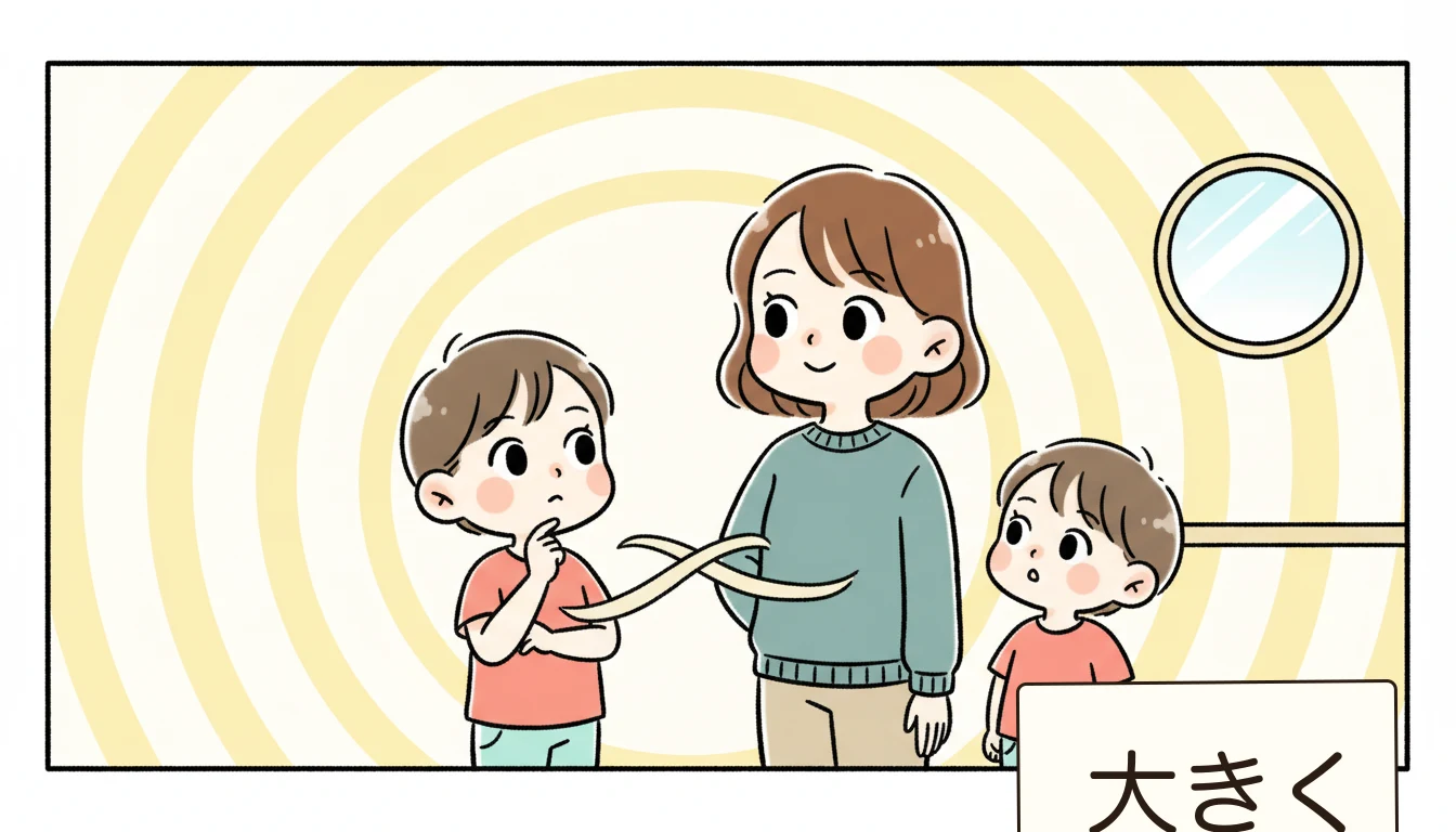 21エリアの高学年受入状況の内容を表すコミックエッセイ風イラスト