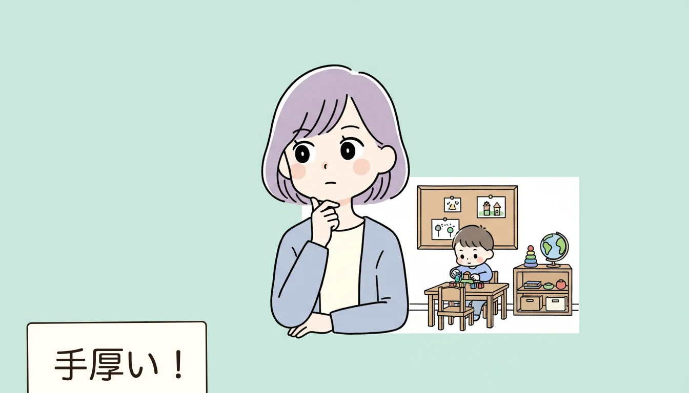 選択肢2：民間学童の空き探し（最重要）の内容を表すコミックエッセイ風イラスト
