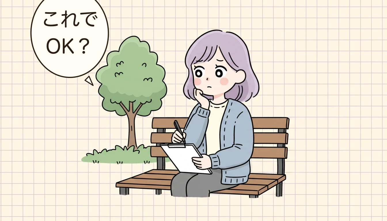 会員の声：基準を意識した見学の重要性の内容を表すコミックエッセイ風イラスト
