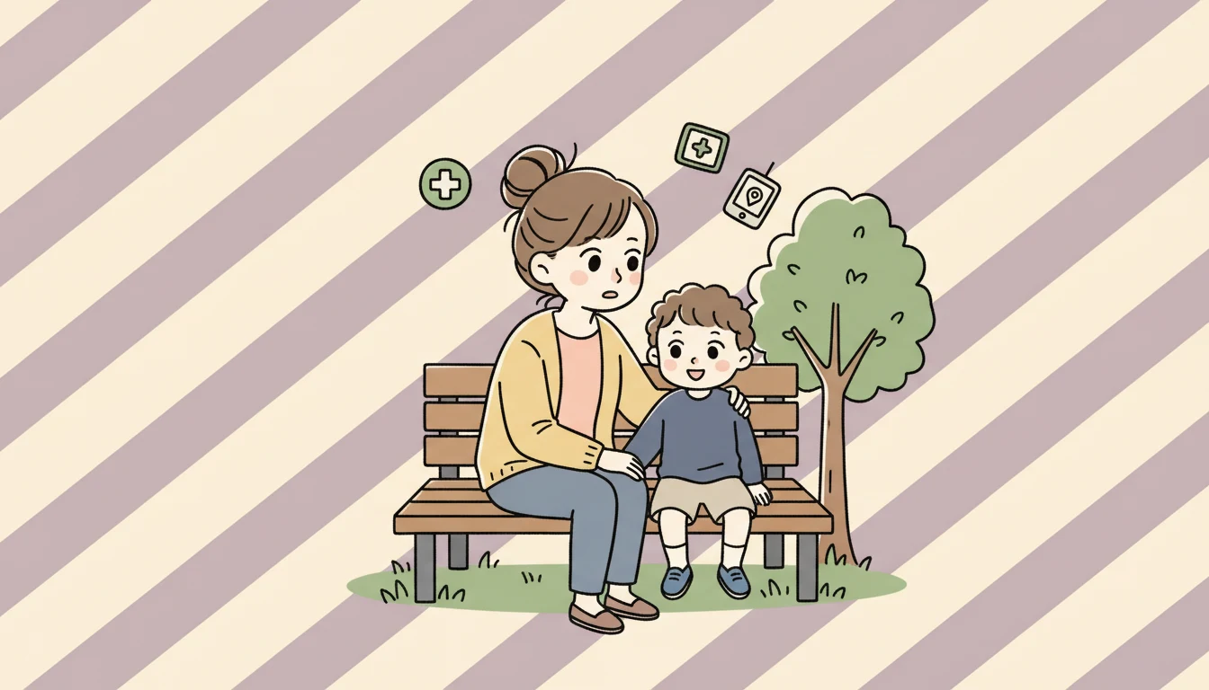 カテゴリ1:安全・防犯(質問1-3)の内容を表すコミックエッセイ風イラスト