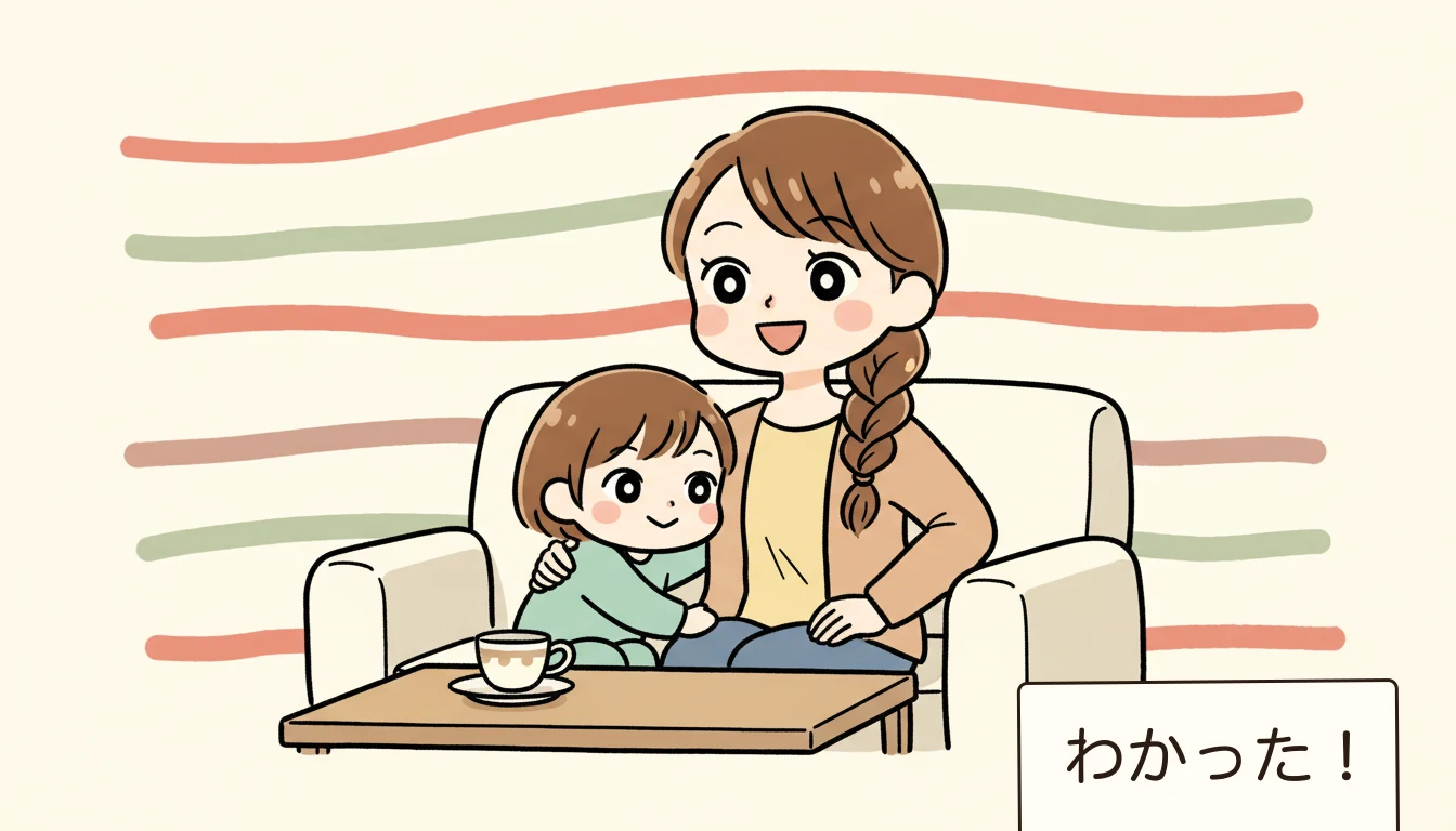 まとめの内容を表すコミックエッセイ風イラスト