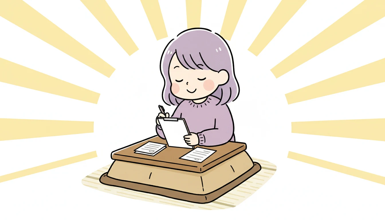 見学後にやるべきことの内容を表すコミックエッセイ風イラスト