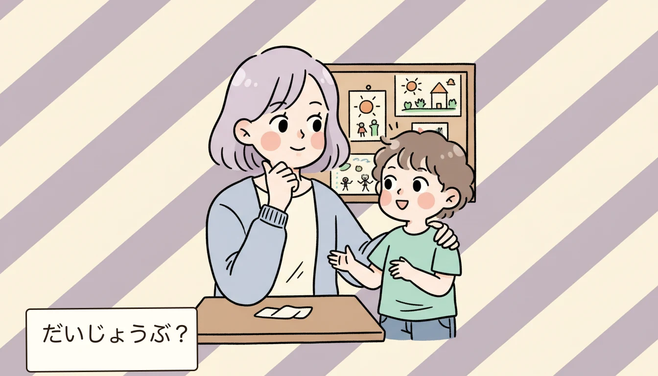 【ポイント2】子ども同士のトラブル対応の内容を表すコミックエッセイ風イラスト