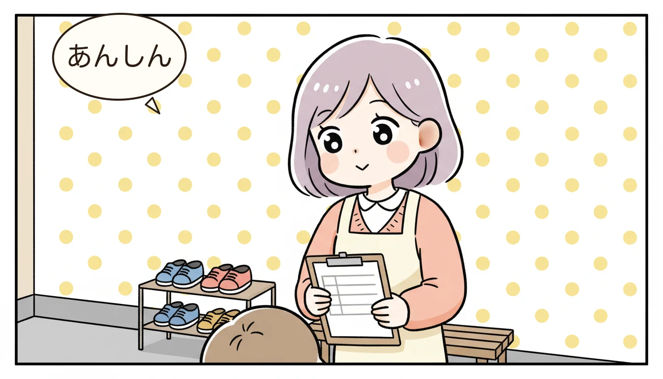 【ポイント4】指導員の表情と施設全体の雰囲気の内容を表すコミックエッセイ風イラスト