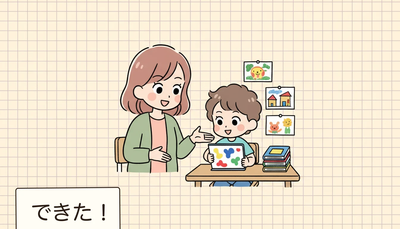英語学童の3つのタイプとは？の内容を表すコミックエッセイ風イラスト