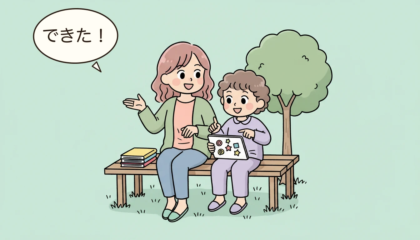 習い事一体型学童という選択肢の内容を表すコミックエッセイ風イラスト