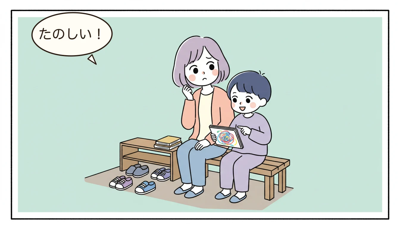 習い事一体型学童のメリットとデメリットは?の内容を表すコミックエッセイ風イラスト