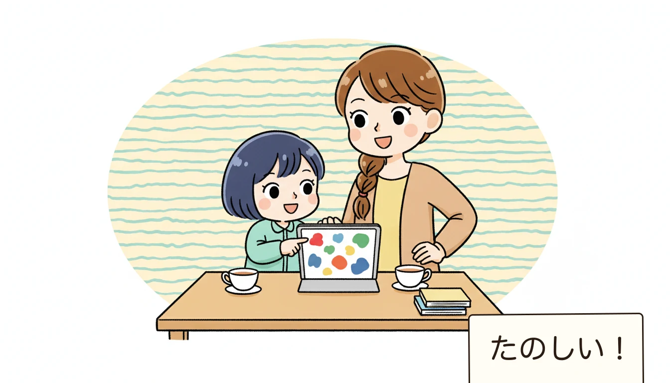 実際のレッスンはどんな流れで進む?の内容を表すコミックエッセイ風イラスト
