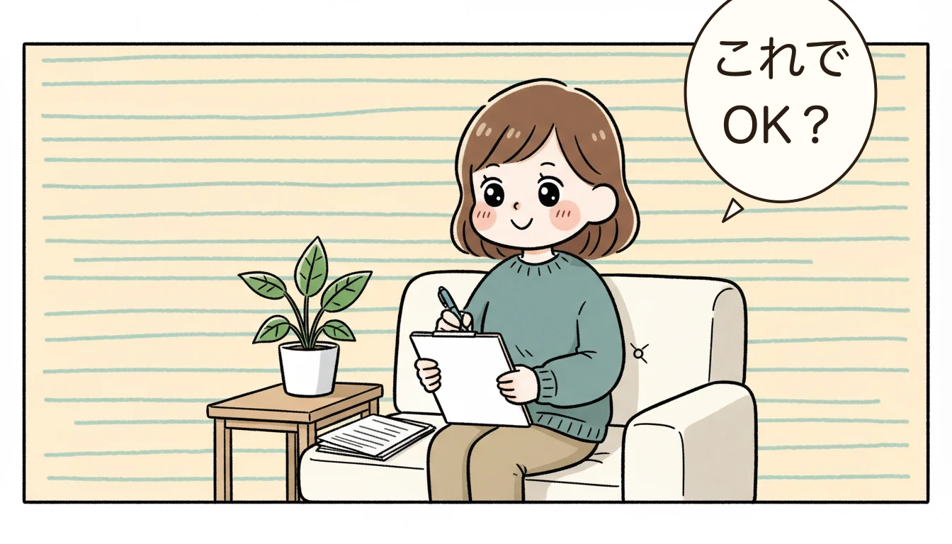 入所時に交わすべき合意書の内容を表すコミックエッセイ風イラスト