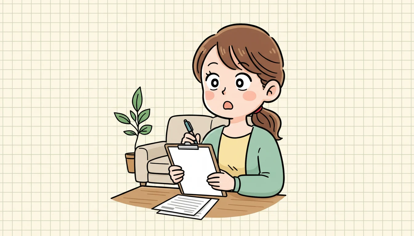 申し込みに必要な書類チェックリストの内容を表すコミックエッセイ風イラスト