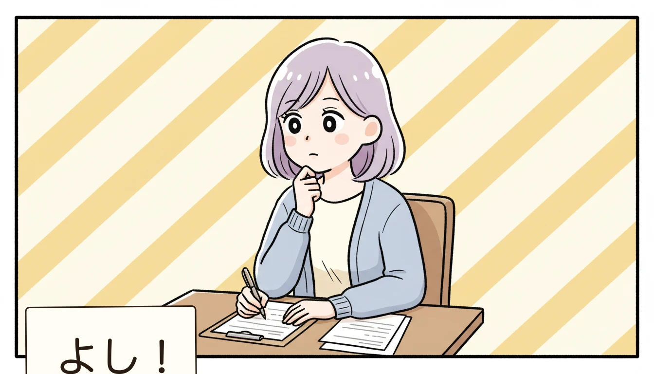 選考基準｜どうやって入所が決まる？の内容を表すコミックエッセイ風イラスト