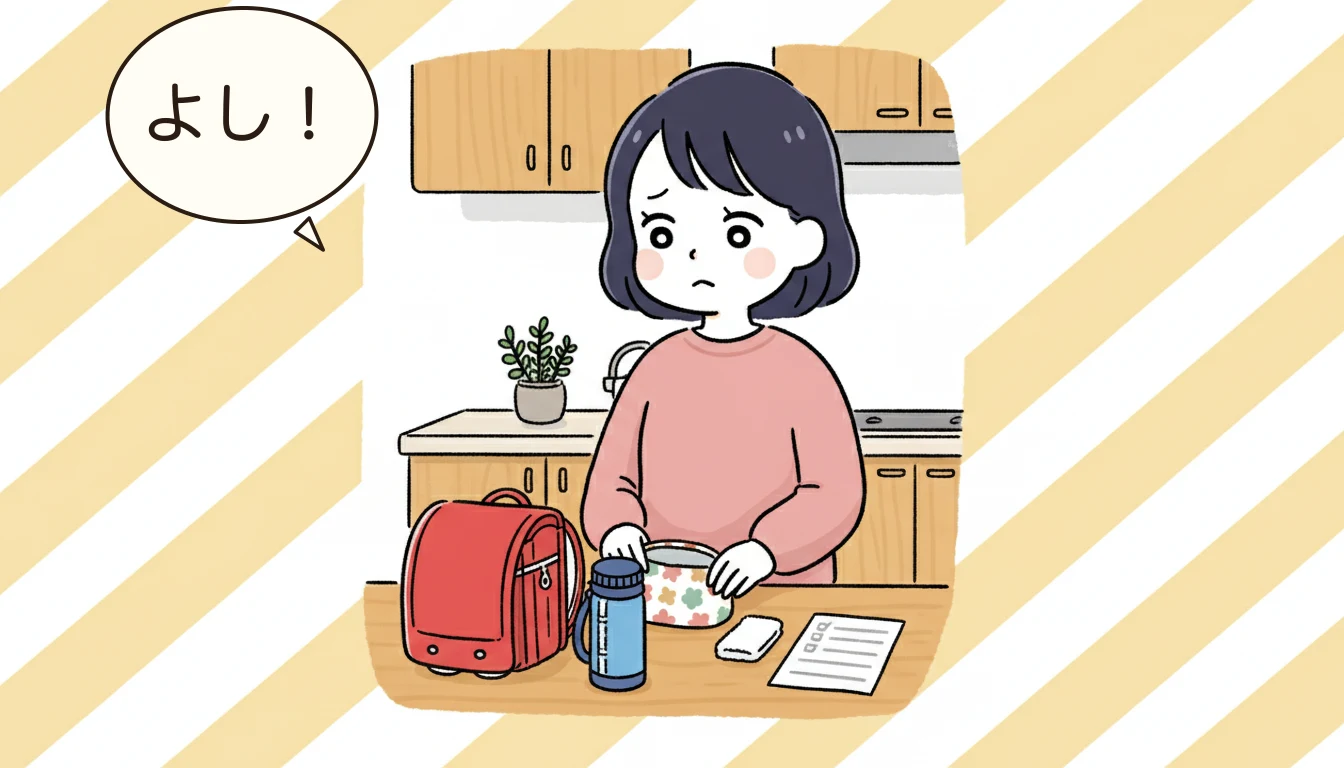 【3月】やること9:子どもの心の準備を整えるの内容を表すコミックエッセイ風イラスト