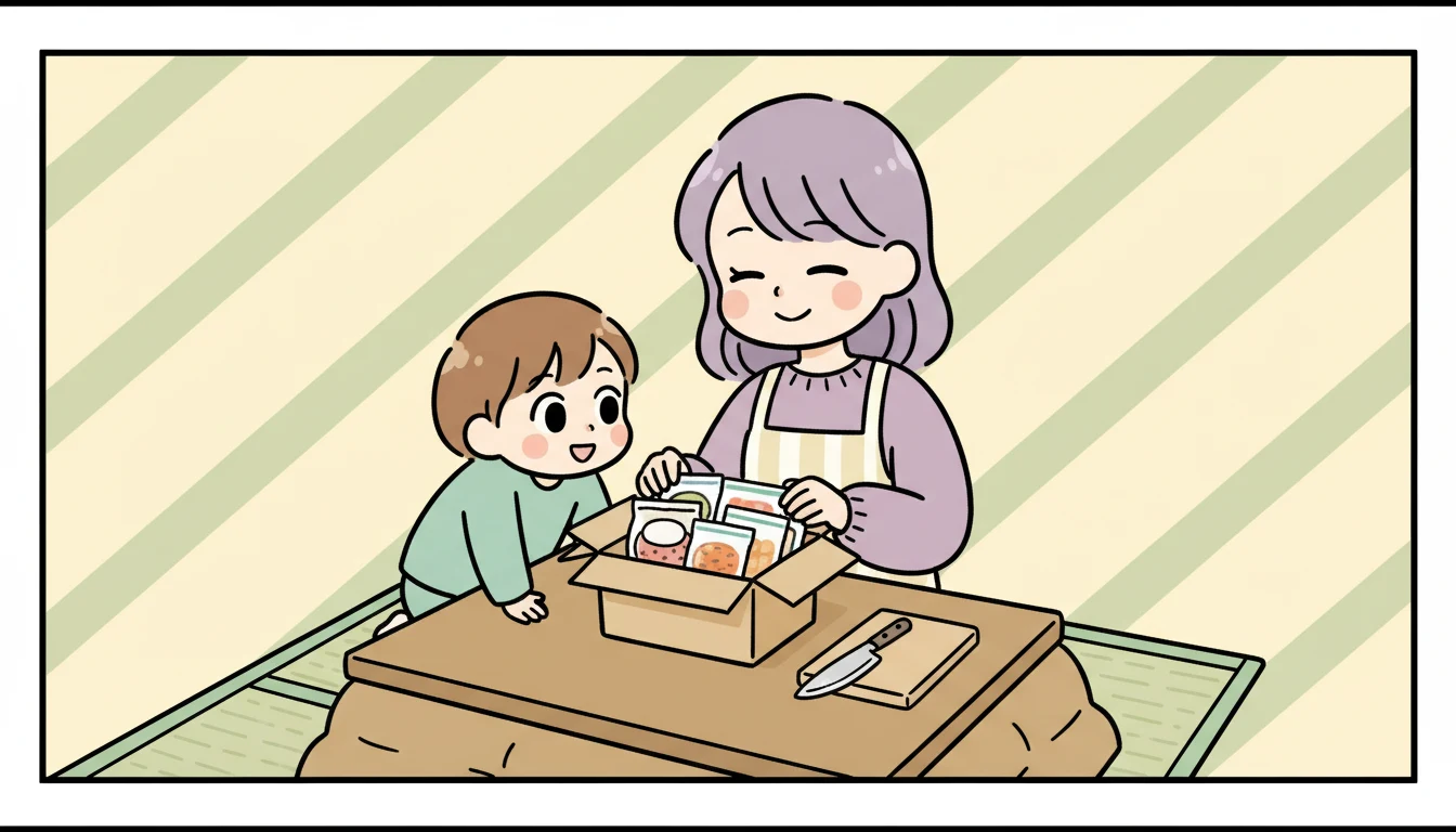 お弁当問題の解決策の内容を表すコミックエッセイ風イラスト
