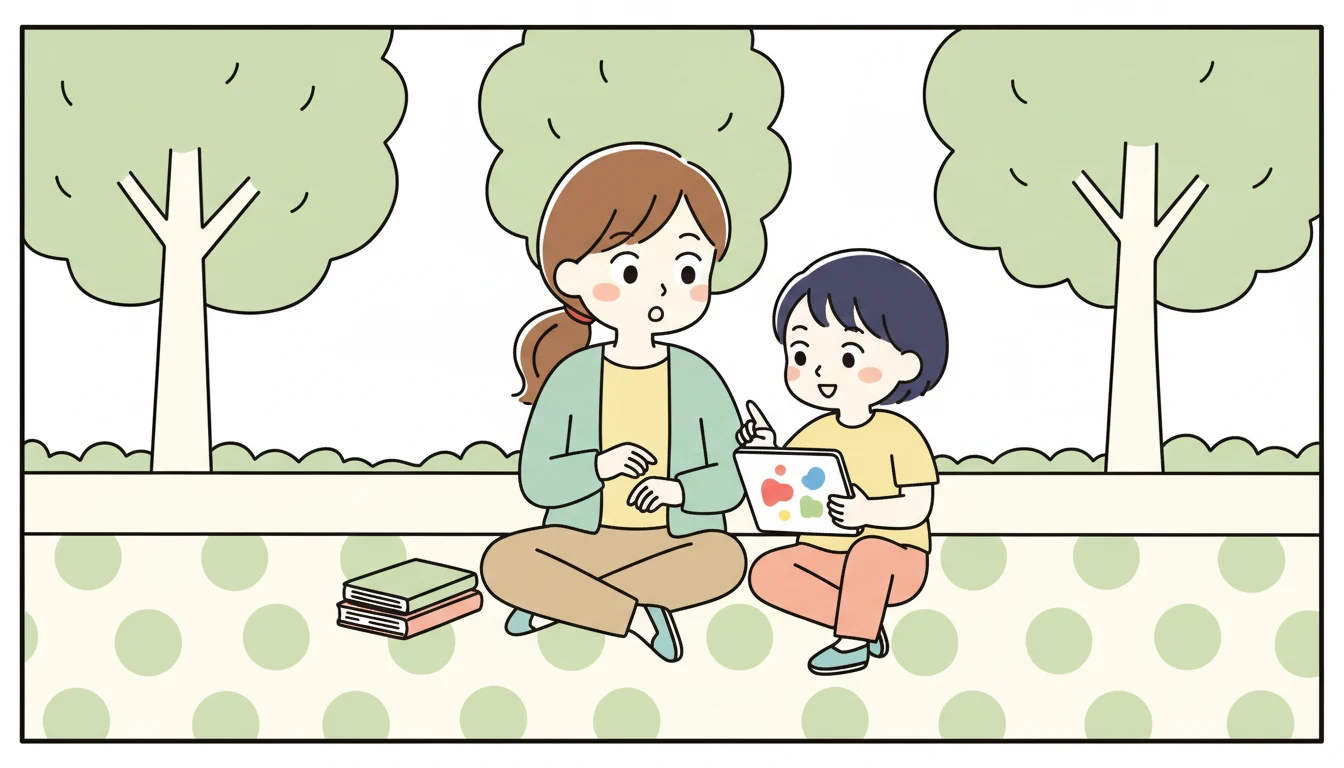 【事例2】放課後子ども教室を活用するBさん家の内容を表すコミックエッセイ風イラスト