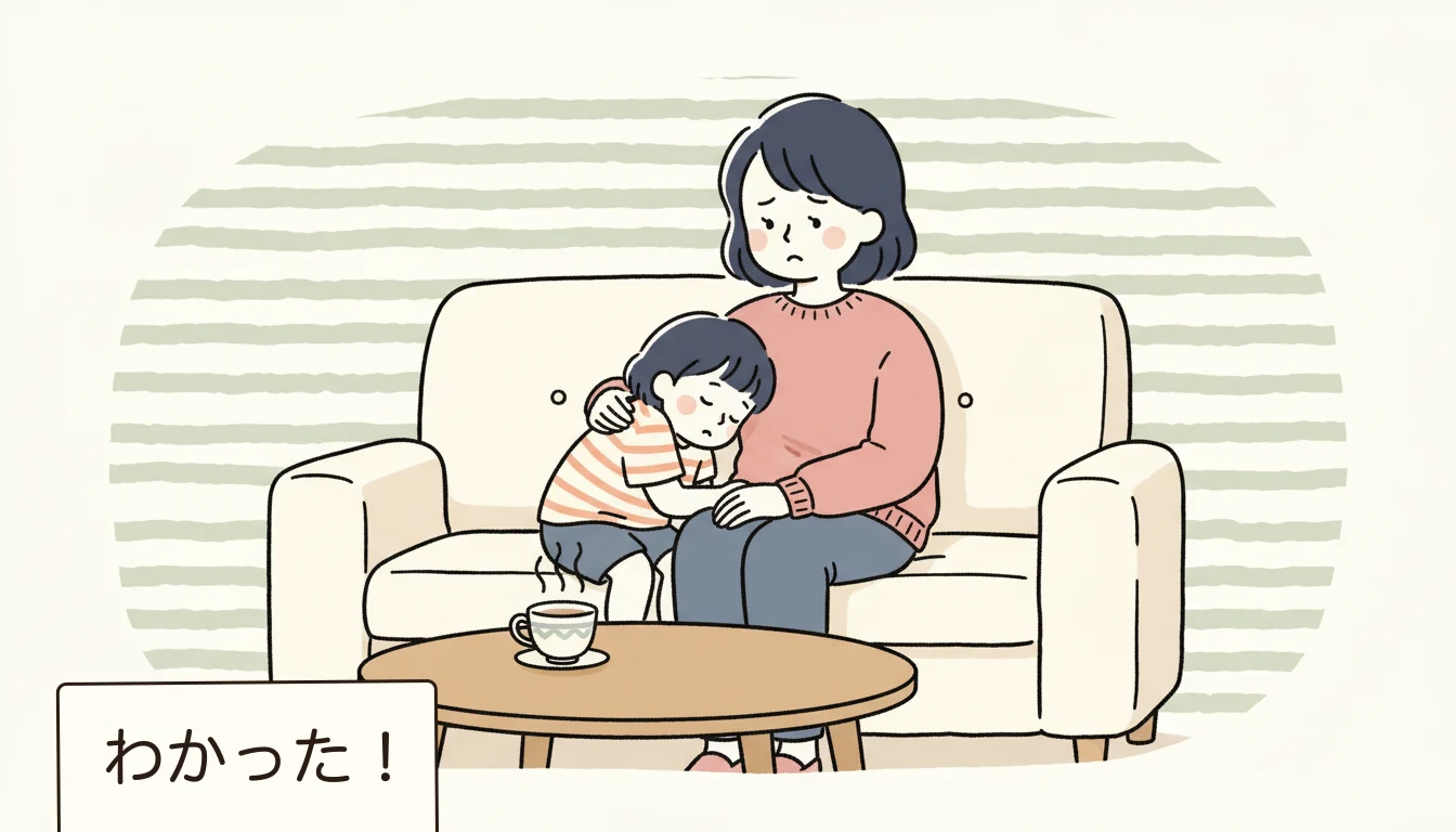 まとめ:あなたの家庭にも必ず解決策があるの内容を表すコミックエッセイ風イラスト