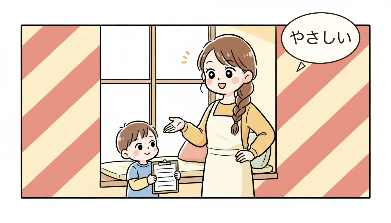 指導員が語る「子どもが伸びる学童」の3つの条件の内容を表すコミックエッセイ風イラスト